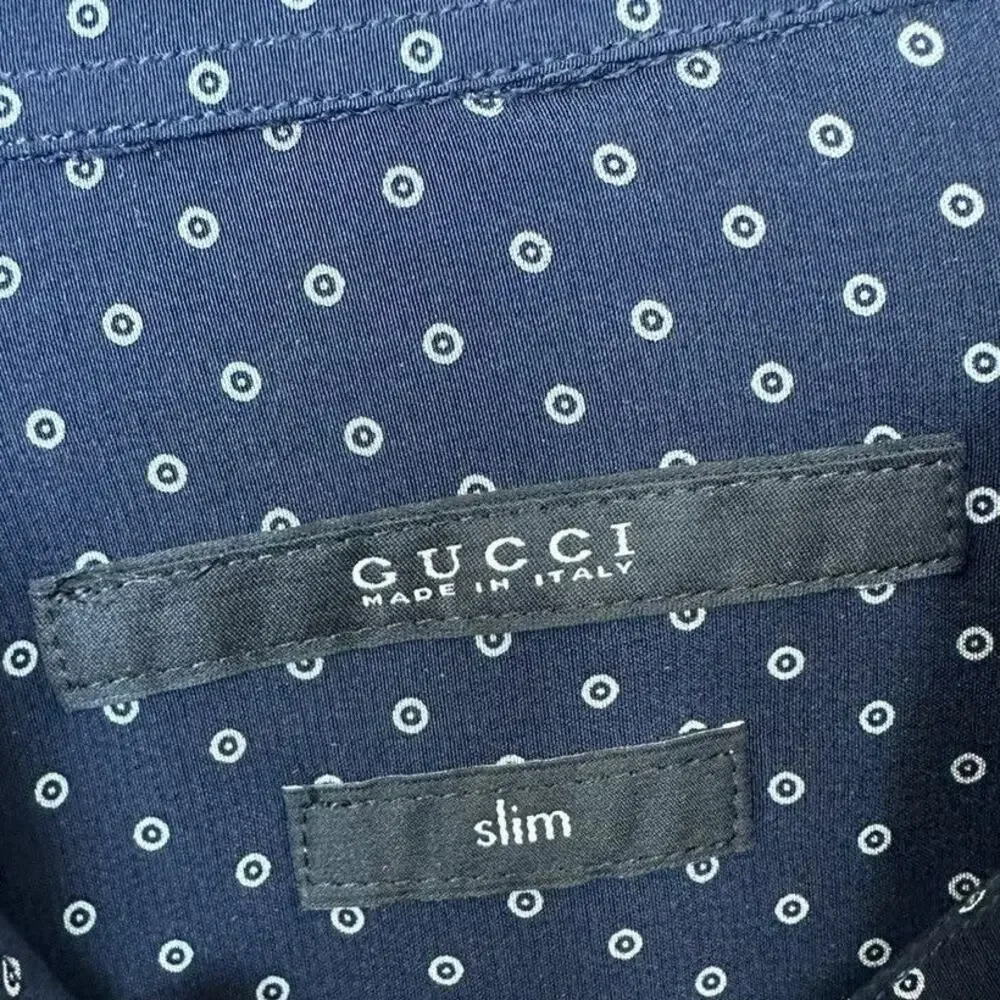 Gucci Resort 2014 Geometric Tile Silk Twill Bib Shirt size Slim fit 41 / 16